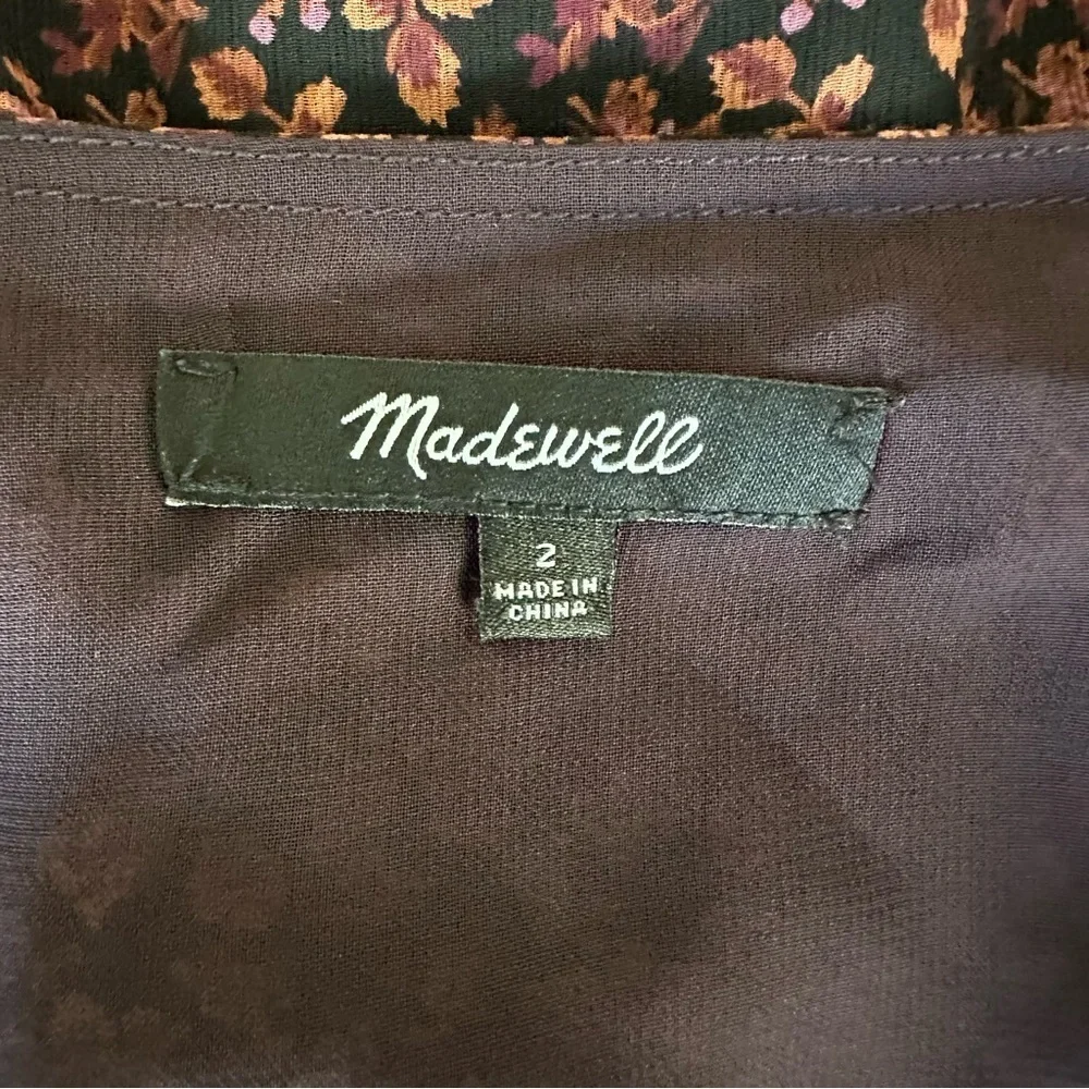Madewell Georgette Smocked Cuff Button Front Top In Orchid Floral Blouse Size 2 - Picture 12 of 14